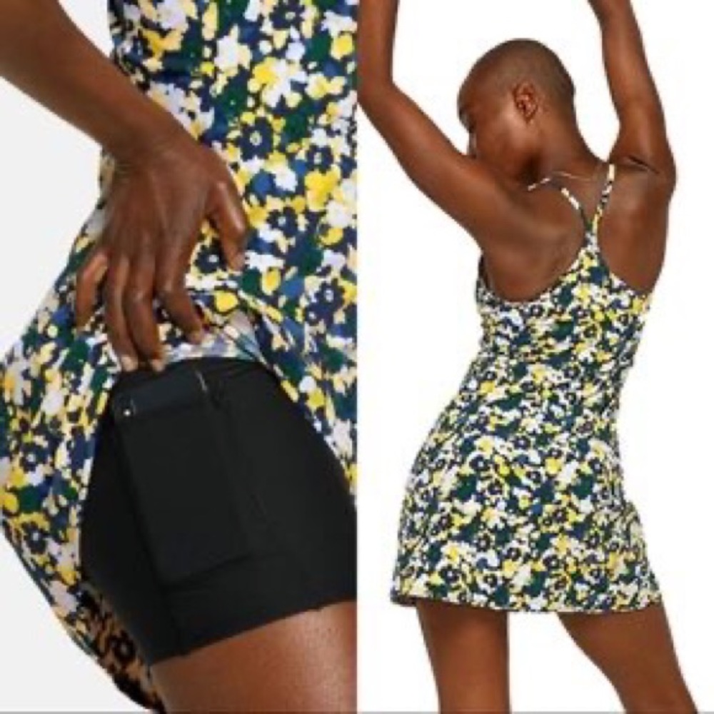 Outdoor voices exercise dress in mineral blooms floral print